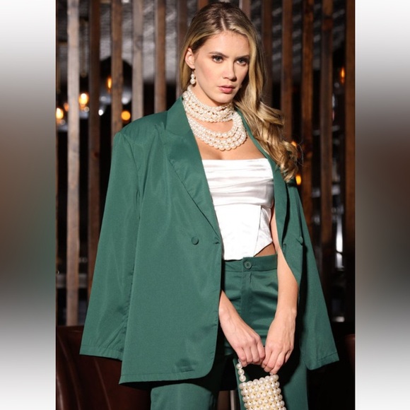 Chic Oversized Jacket And Wide Leg Pants Suit Set - Picture 2 of 3